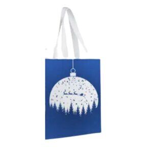 Santa with Reinder in Sky In Snow Globe Blue NWT